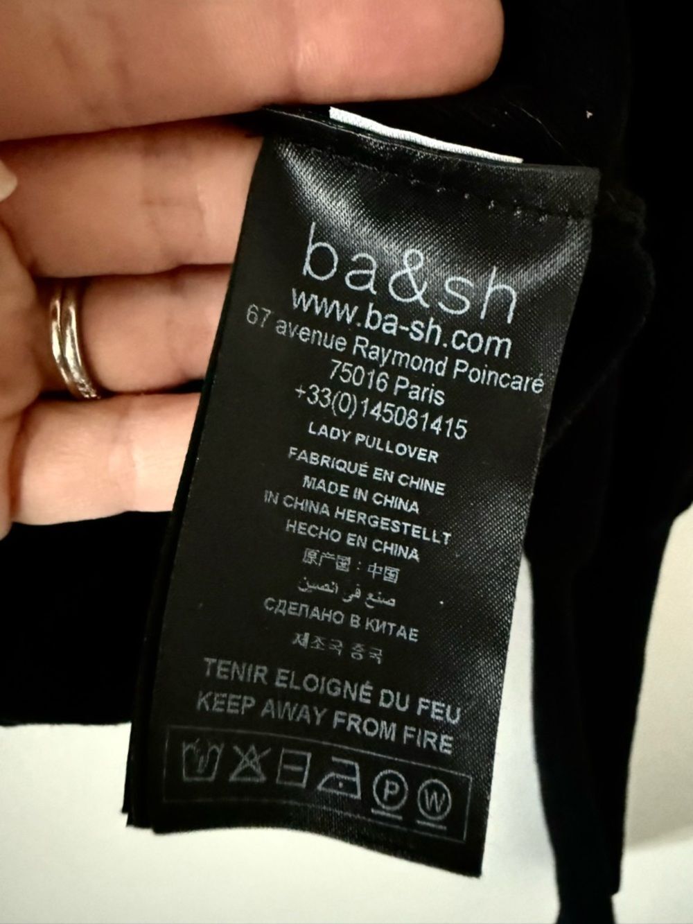 BA&SH Sady Long Puff Sleeve Crewneck Sweater in Black Size S - Picture 7 of 8